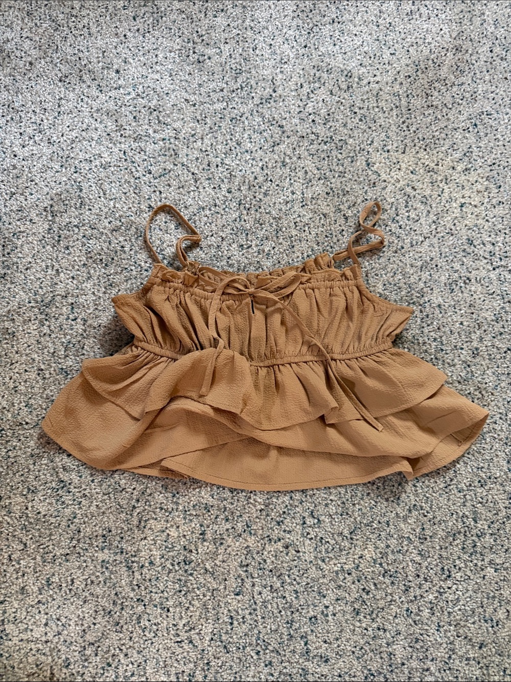 wild fable Camel Ruffle Cami Top